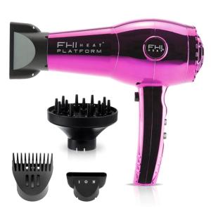 imageFHI HEAT Platform Nano Lite Pro 1900 Hair Dryer Turbo Tourmaline Light Weight Ceramic Quick Dry with 3 Piece Attachment Set Comb Concentrator and DiffuserPink Chrome