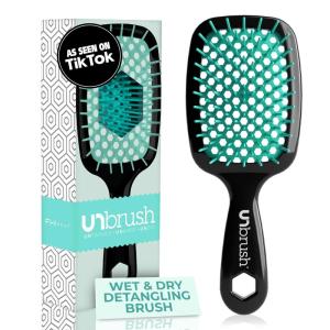 imageFHI Heat UNbrush Detangling Brush for PainFree Brushing on All Wet or Dry Hair Types  Durable DuoFlex AntiStatic Bristles Lightweight Handle Vented Hair BrushLagoon