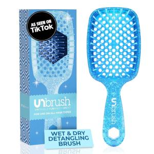 imageFHI Heat UNbrush Detangling Brush for PainFree Brushing on All Wet or Dry Hair Types  Durable DuoFlex AntiStatic Bristles Lightweight Handle Vented Hair BrushSapphire Blue