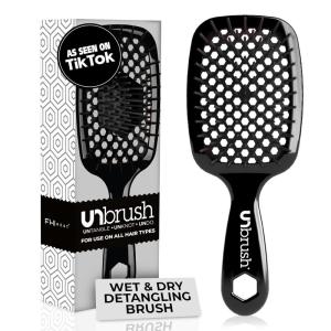 imageFHI Heat UNbrush Detangling Brush for PainFree Brushing on All Wet or Dry Hair Types  Durable DuoFlex AntiStatic Bristles Lightweight Handle Vented Hair BrushBlack