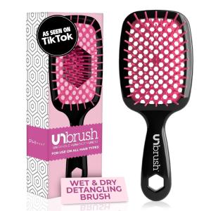 imageFHI Heat UNbrush Detangling Brush for PainFree Brushing on All Wet or Dry Hair Types  Durable DuoFlex AntiStatic Bristles Lightweight Handle Vented Hair BrushCherry Blossom