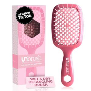 imageFHI Heat UNbrush Detangling Brush for PainFree Brushing on All Wet or Dry Hair Types  Durable DuoFlex AntiStatic Bristles Lightweight Handle Vented Hair BrushRose Dark Pink
