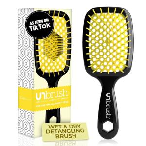 imageFHI Heat UNbrush Detangling Brush for PainFree Brushing on All Wet or Dry Hair Types  Durable DuoFlex AntiStatic Bristles Lightweight Handle Vented Hair BrushSunburst