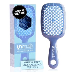 imageFHI Heat UNbrush Detangling Brush for PainFree Brushing on All Wet or Dry Hair Types  Durable DuoFlex AntiStatic Bristles Lightweight Handle Vented Hair BrushIris Dark Blue