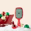 imageUNbrush Mini Holiday Hair Brush for PainFree Brushing On All WetDry Hair TypesSleigh Ride Red