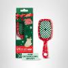 imageUNbrush Mini Holiday Hair Brush for PainFree Brushing On All WetDry Hair TypesSleigh Ride Red
