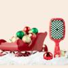 imageUNbrush Mini Holiday Hair Brush for PainFree Brushing On All WetDry Hair TypesSleigh Ride Red