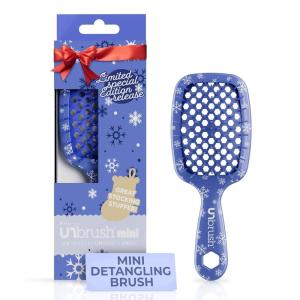 imageUNbrush Mini Holiday Hair Brush for PainFree Brushing On All WetDry Hair TypesFrosty Blue  Snowflakes