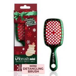 imageUNbrush Mini Holiday Hair Brush for PainFree Brushing On All WetDry Hair TypesHolly Green
