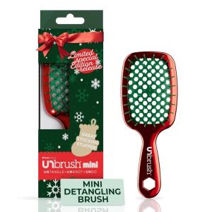 imageUNbrush Mini Holiday Hair Brush for PainFree Brushing On All WetDry Hair TypesPoinsetta Red